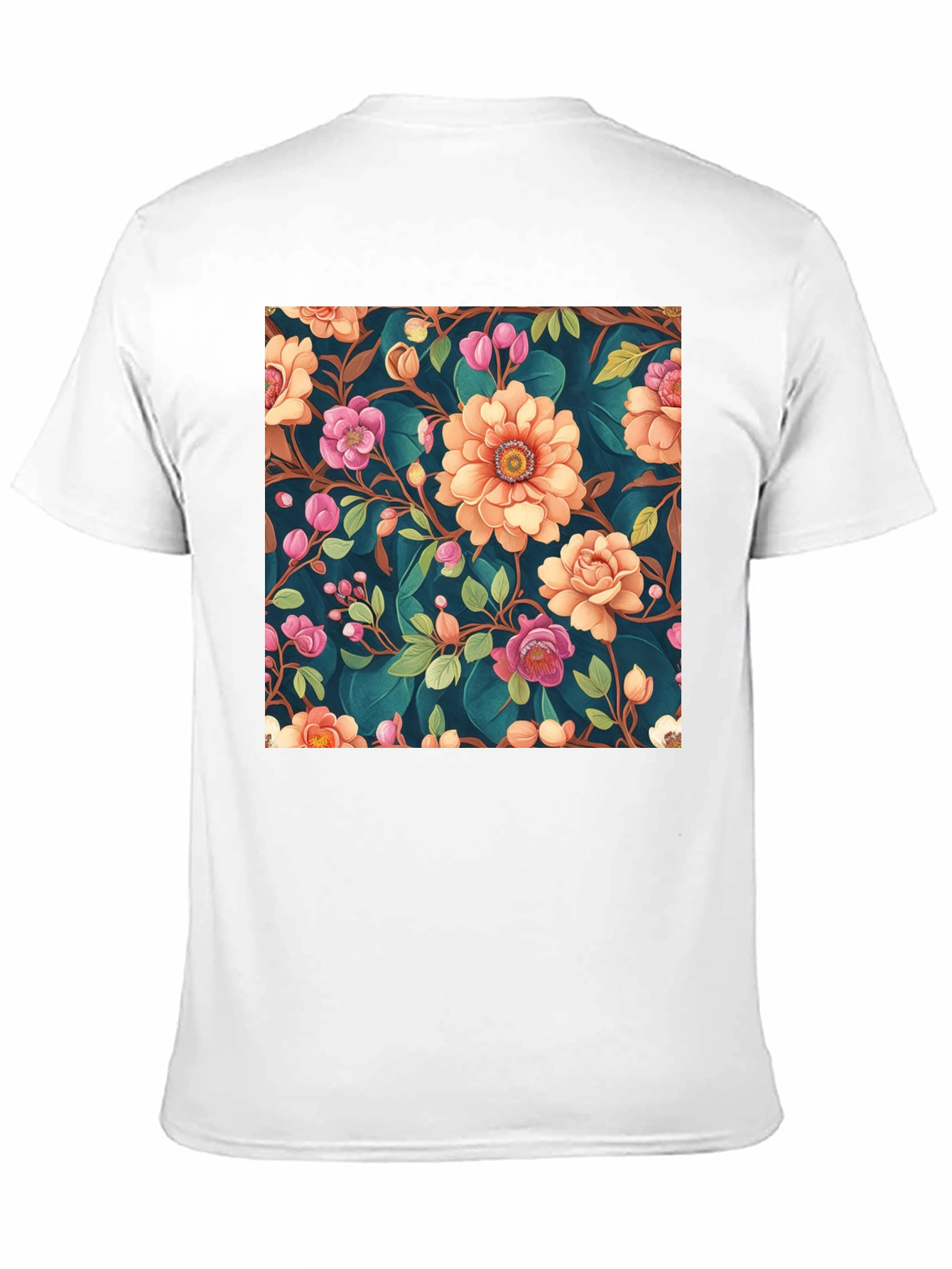 Floral Pattern Black T-Shirt: Stylish Print Tee