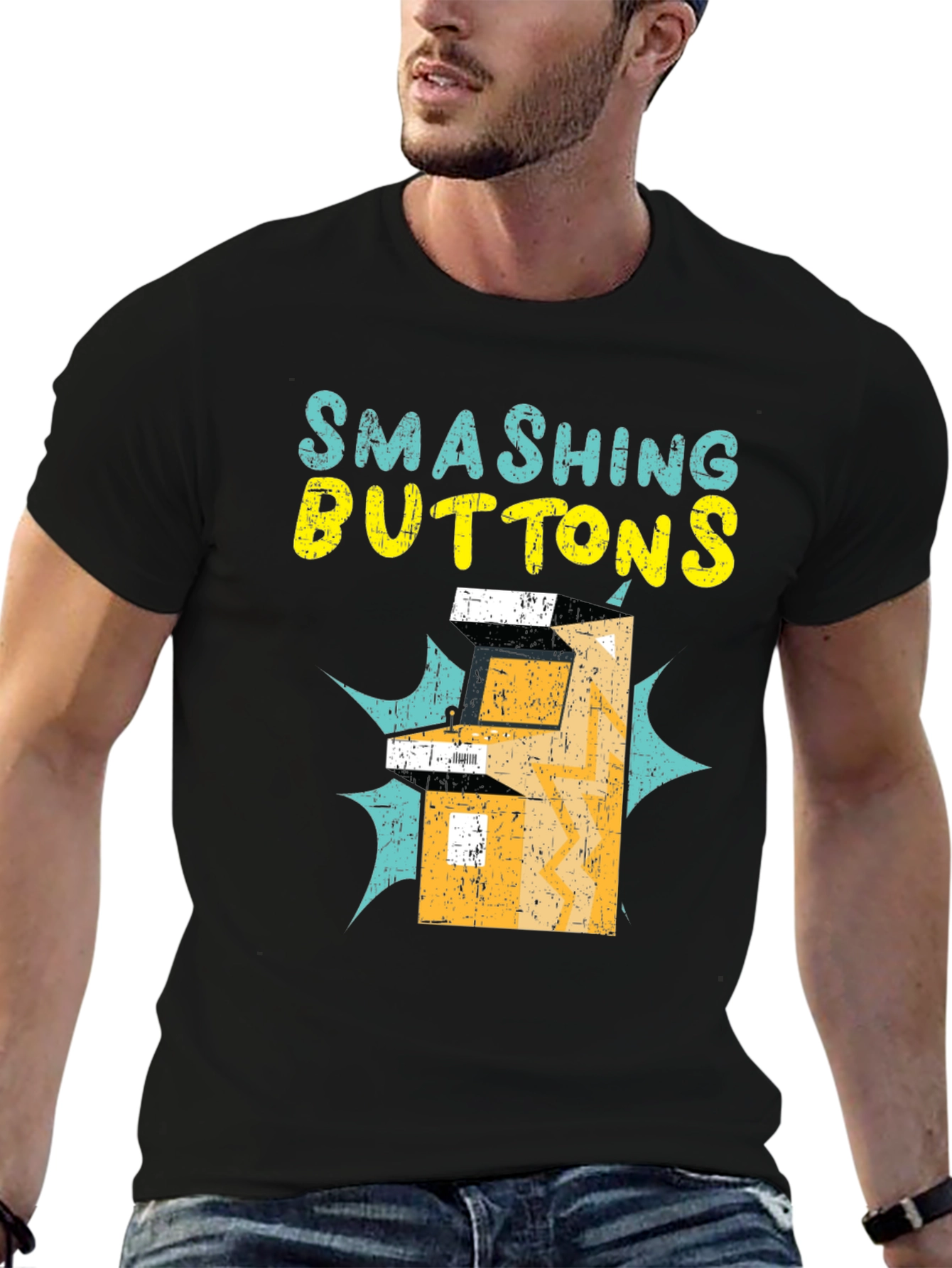 Smashing Buttons Graphic Tee - Retro Gamer T-Shirt