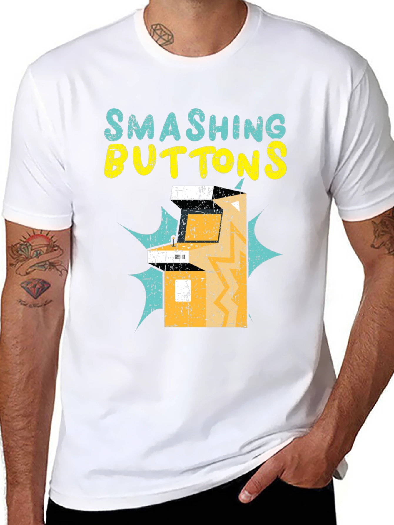 Smashing Buttons Graphic Tee - Retro Gamer T-Shirt