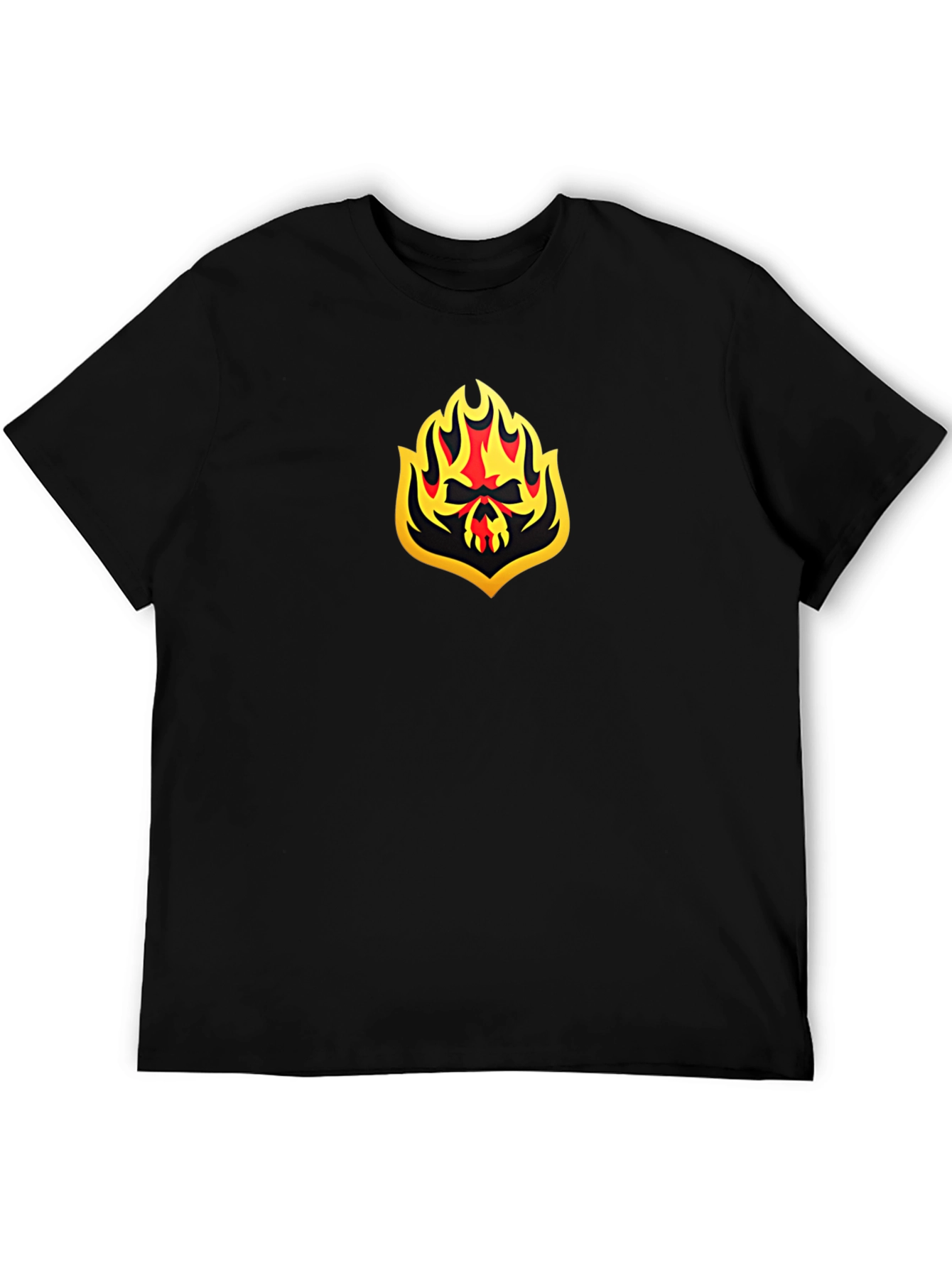 Fiery Skull Graphic Black T-Shirt