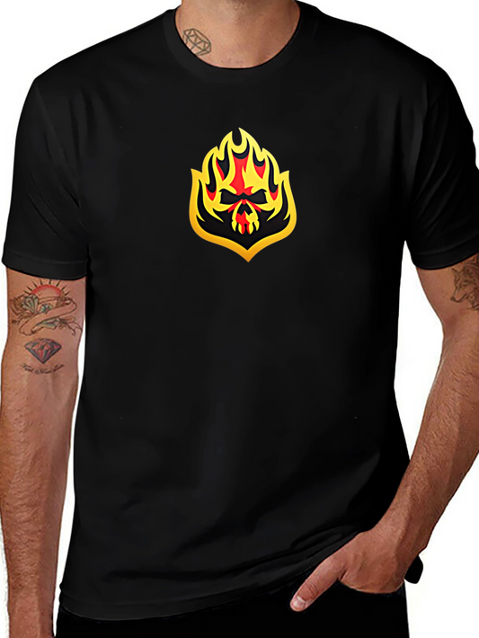 Fiery Skull Graphic Black T-Shirt