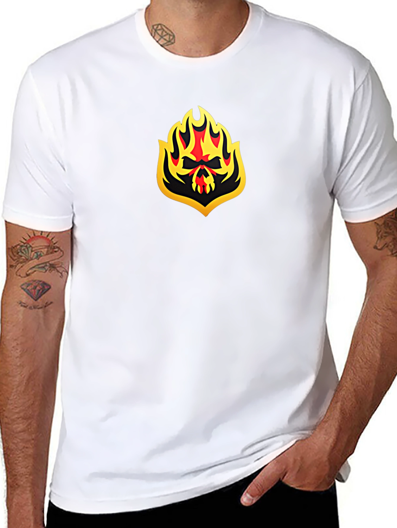 Fiery Skull Graphic Black T-Shirt