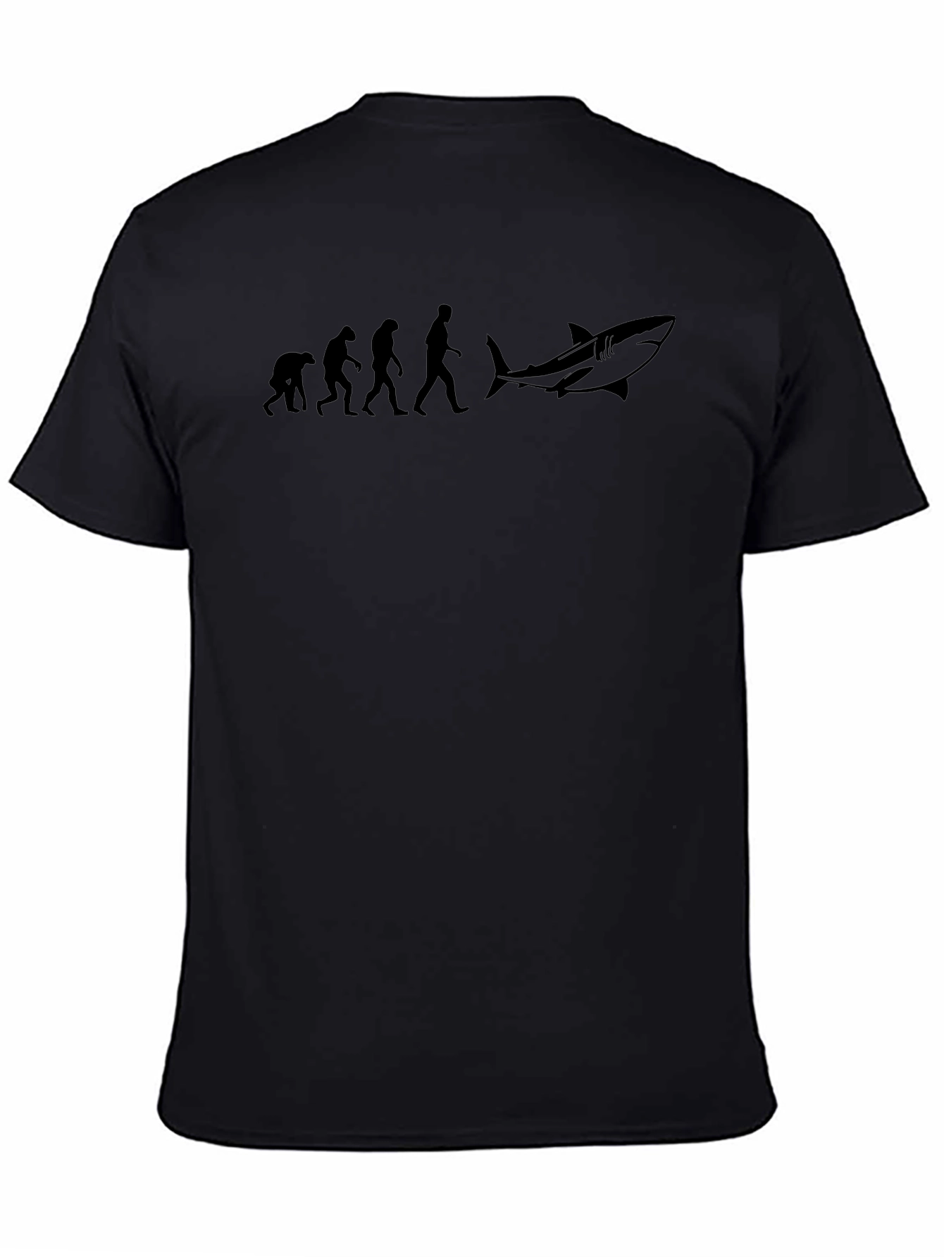 Evolution to Shark Funny Black T-Shirt