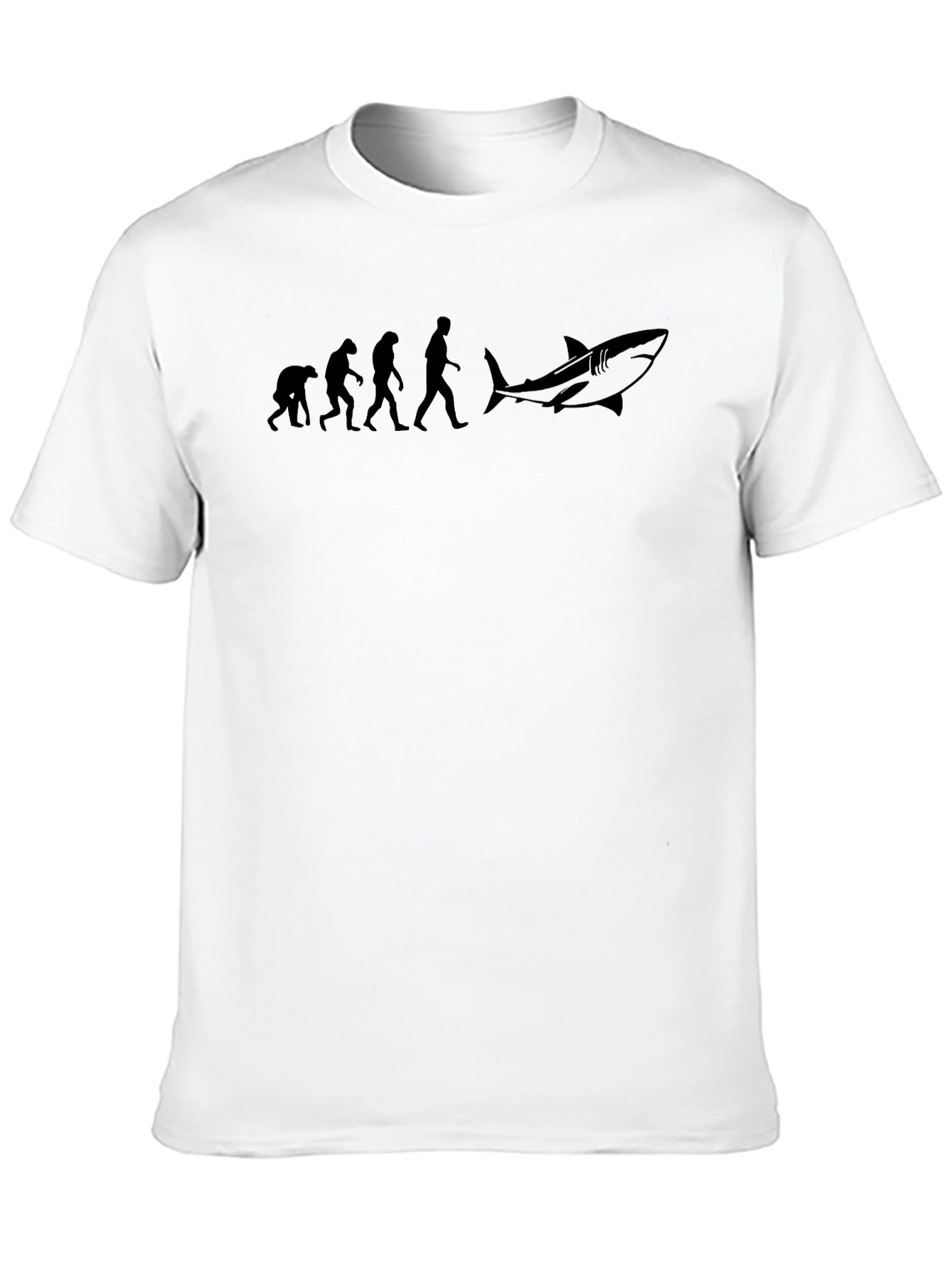 Evolution to Shark Funny Black T-Shirt