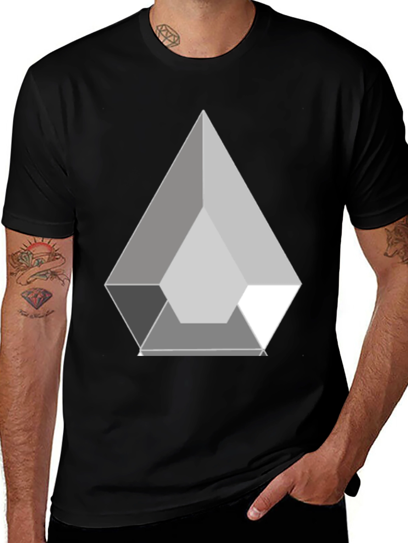 Geometric Prism Graphic Black T-Shirt