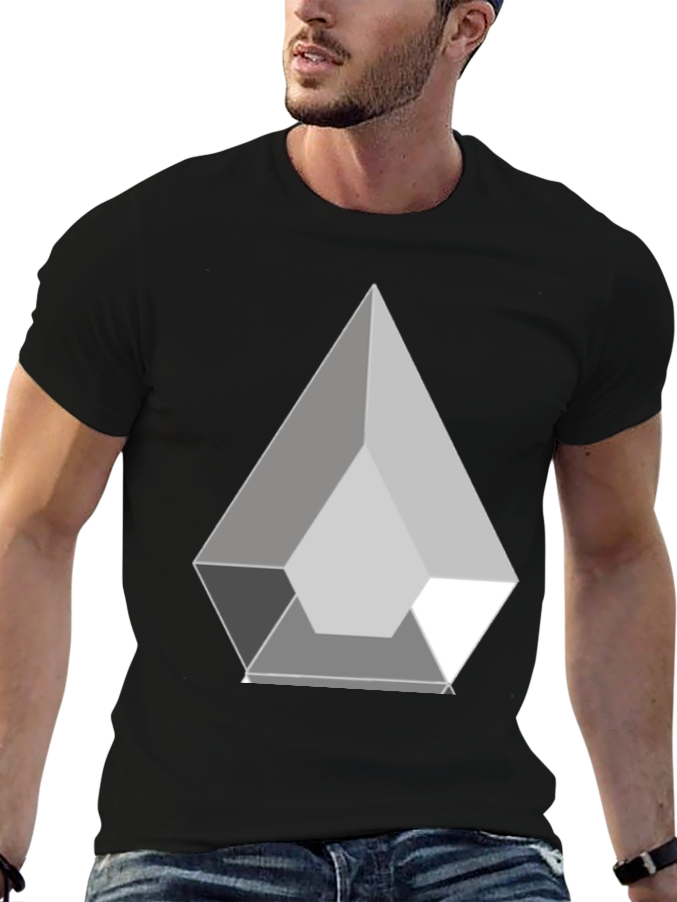 Geometric Prism Graphic Black T-Shirt