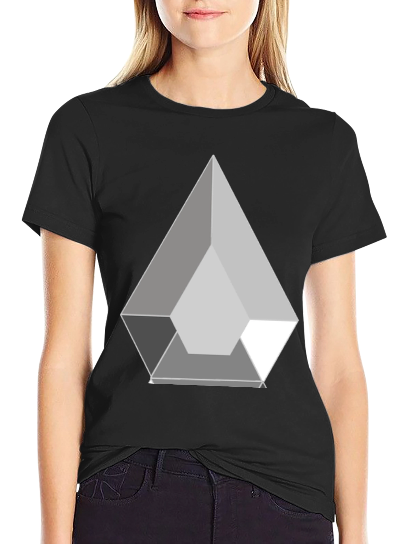 Geometric Prism Graphic Black T-Shirt