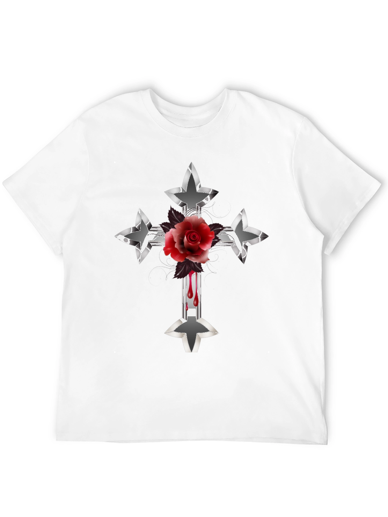 Gothic Rose Cross Graphic Tee