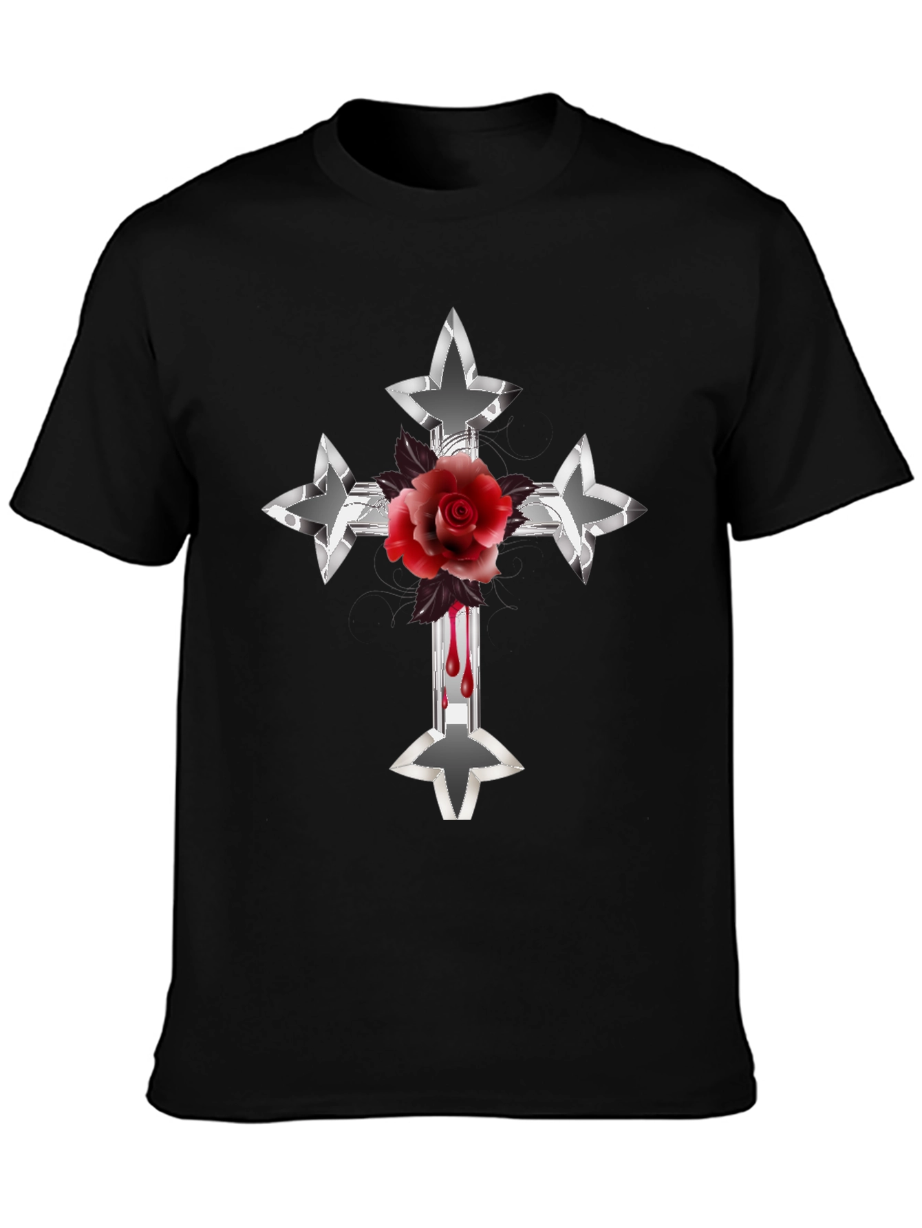 Gothic Rose Cross Graphic Tee