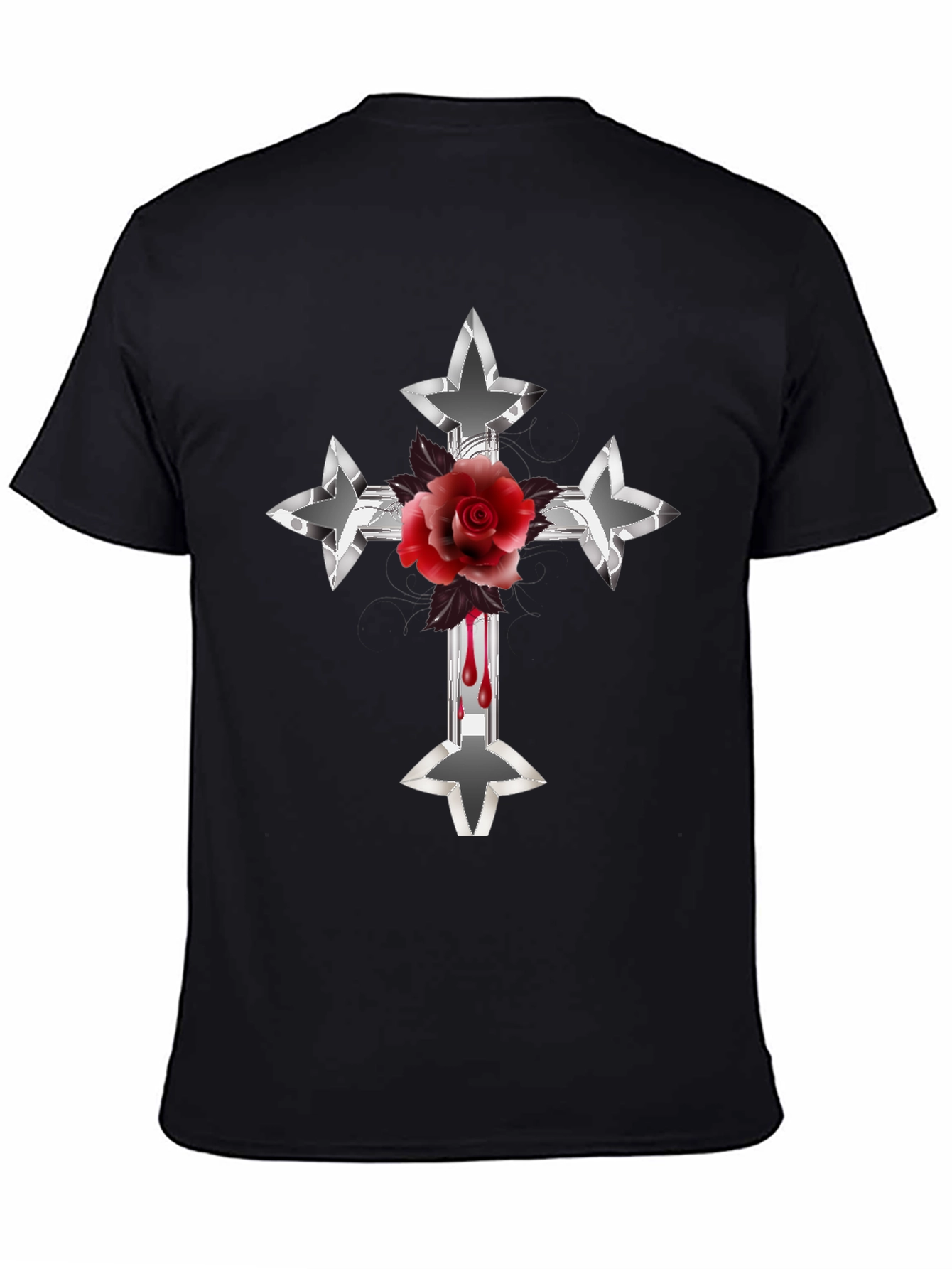 Gothic Rose Cross Graphic Tee
