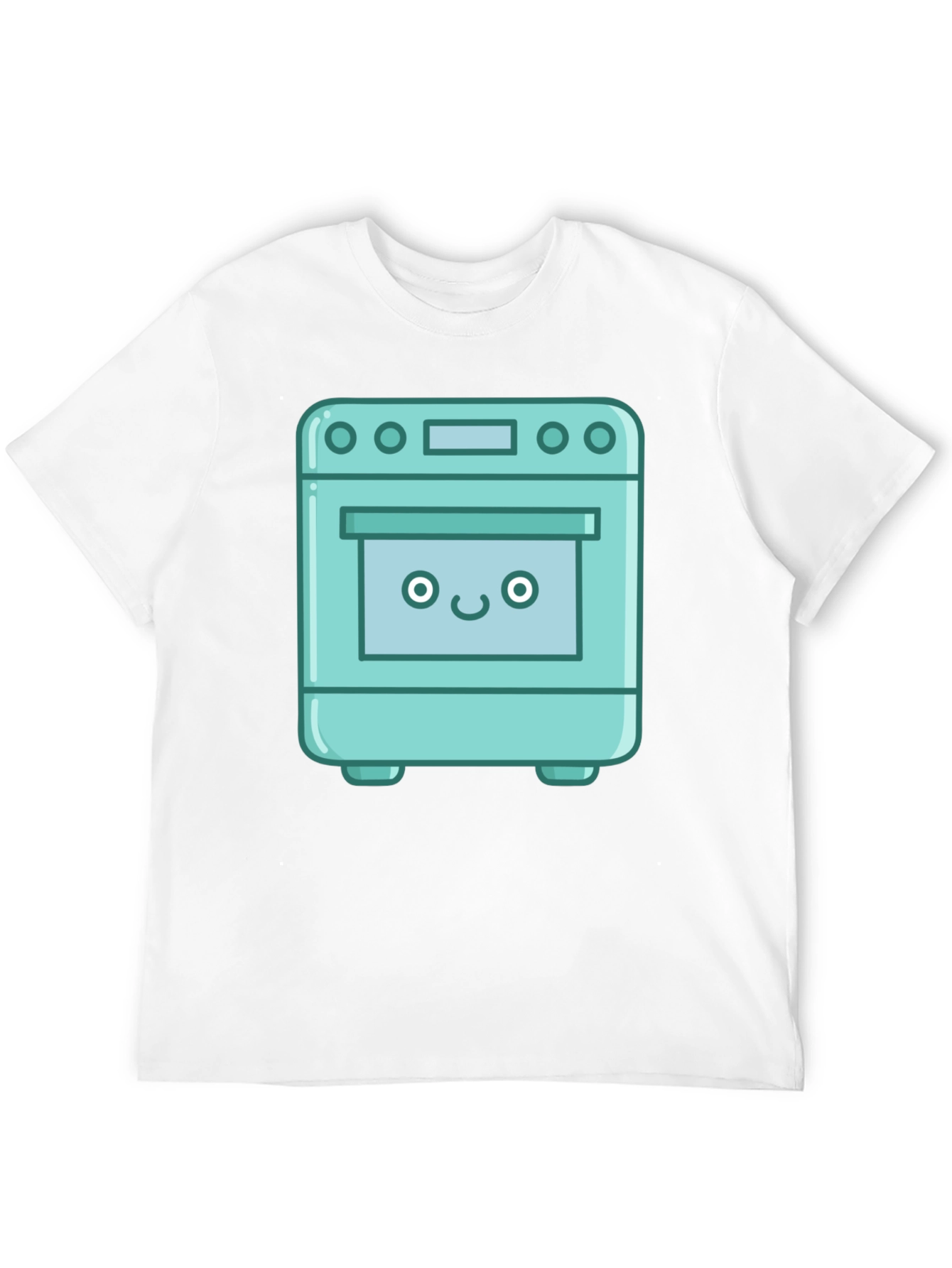Cute Oven Cartoon Graphic T-Shirt - Black