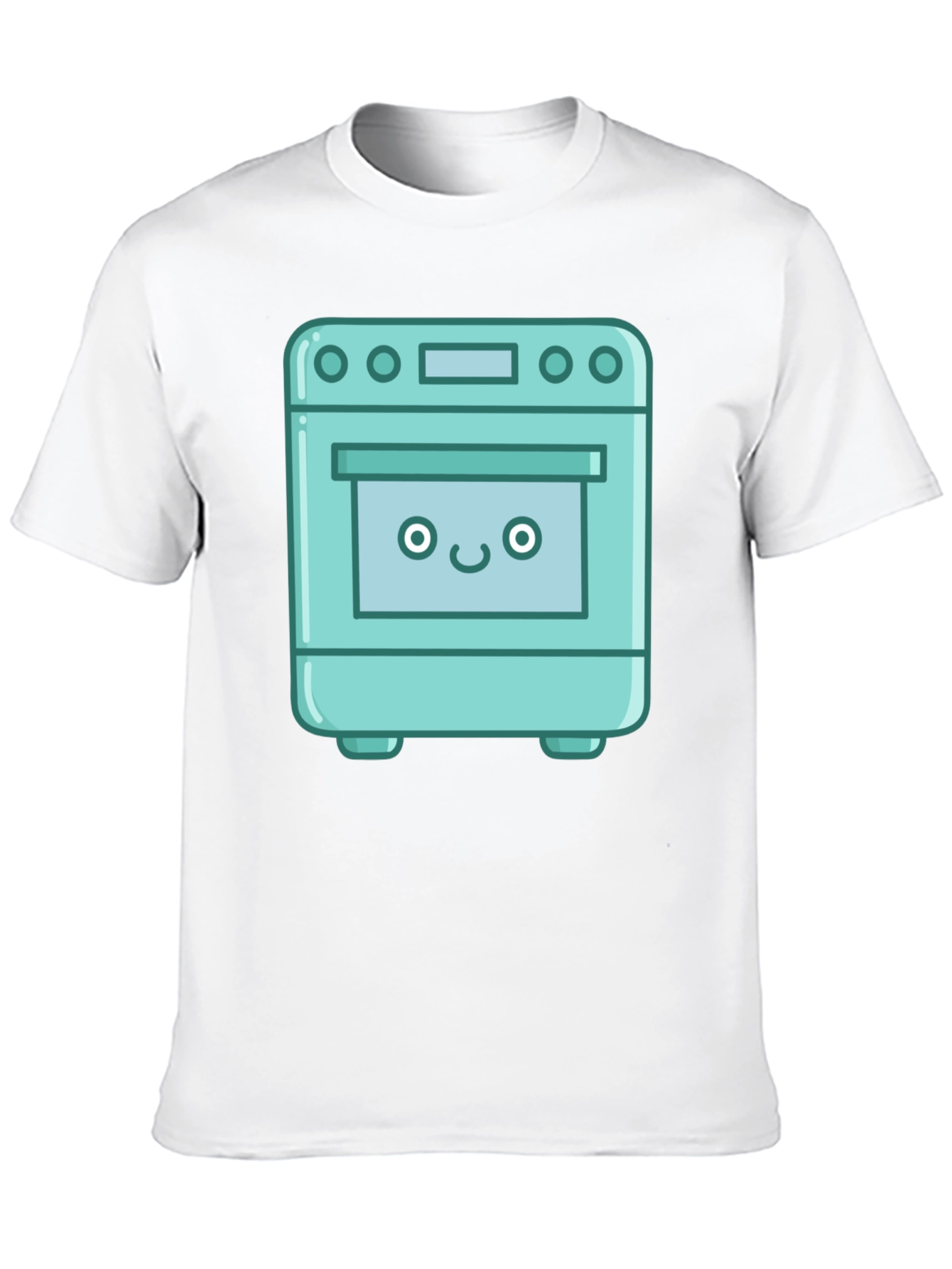 Cute Oven Cartoon Graphic T-Shirt - Black