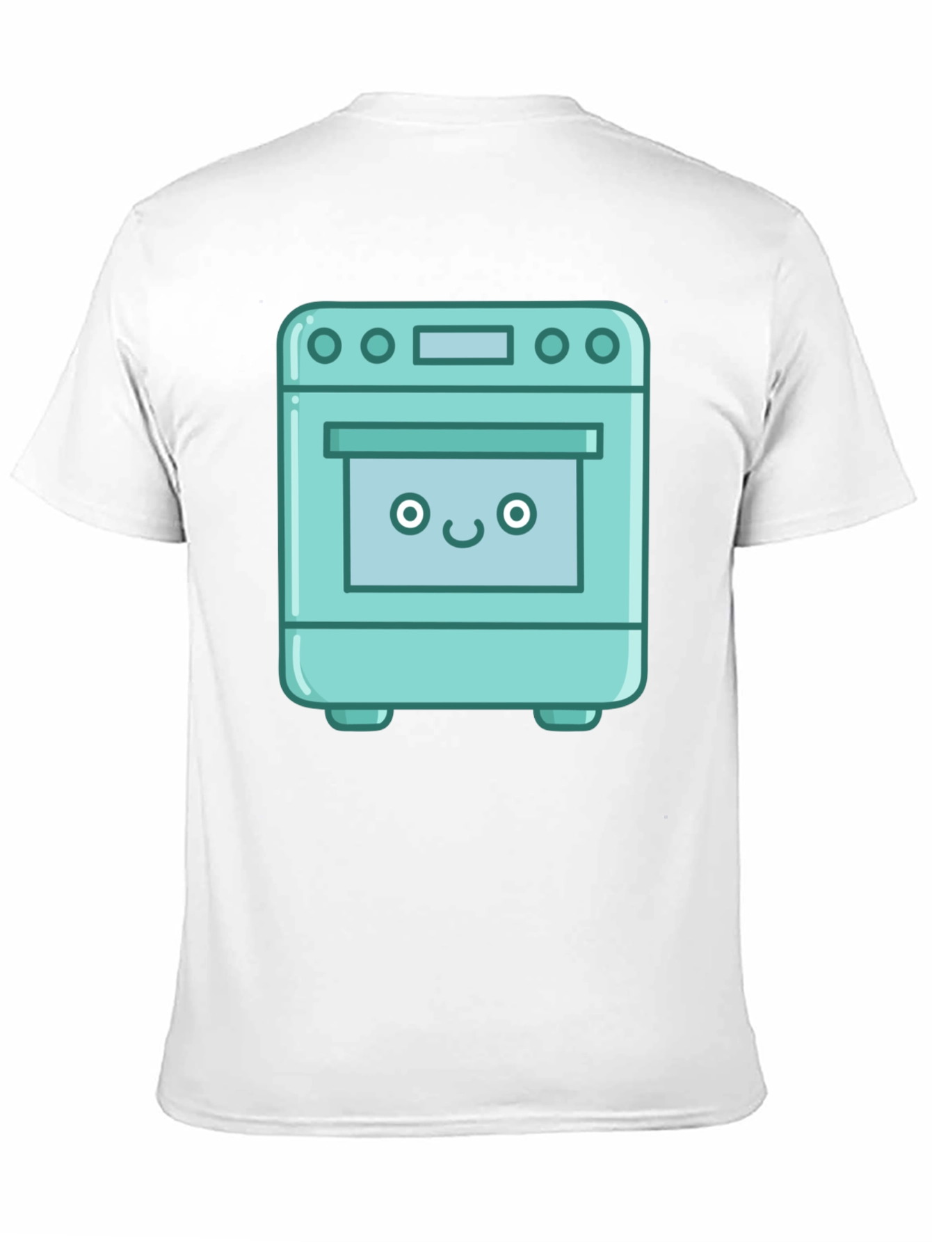 Cute Oven Cartoon Graphic T-Shirt - Black