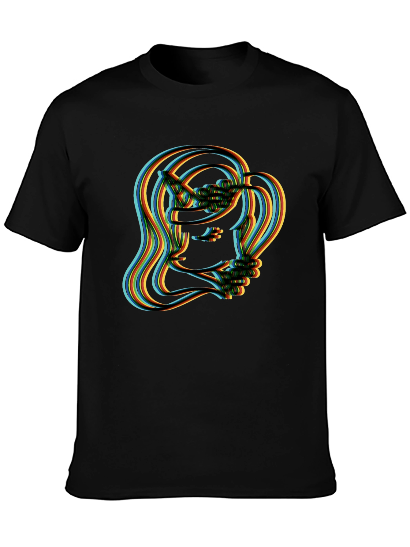 Retro Illusion Graphic T-Shirt - Stylish Crew Neck Top