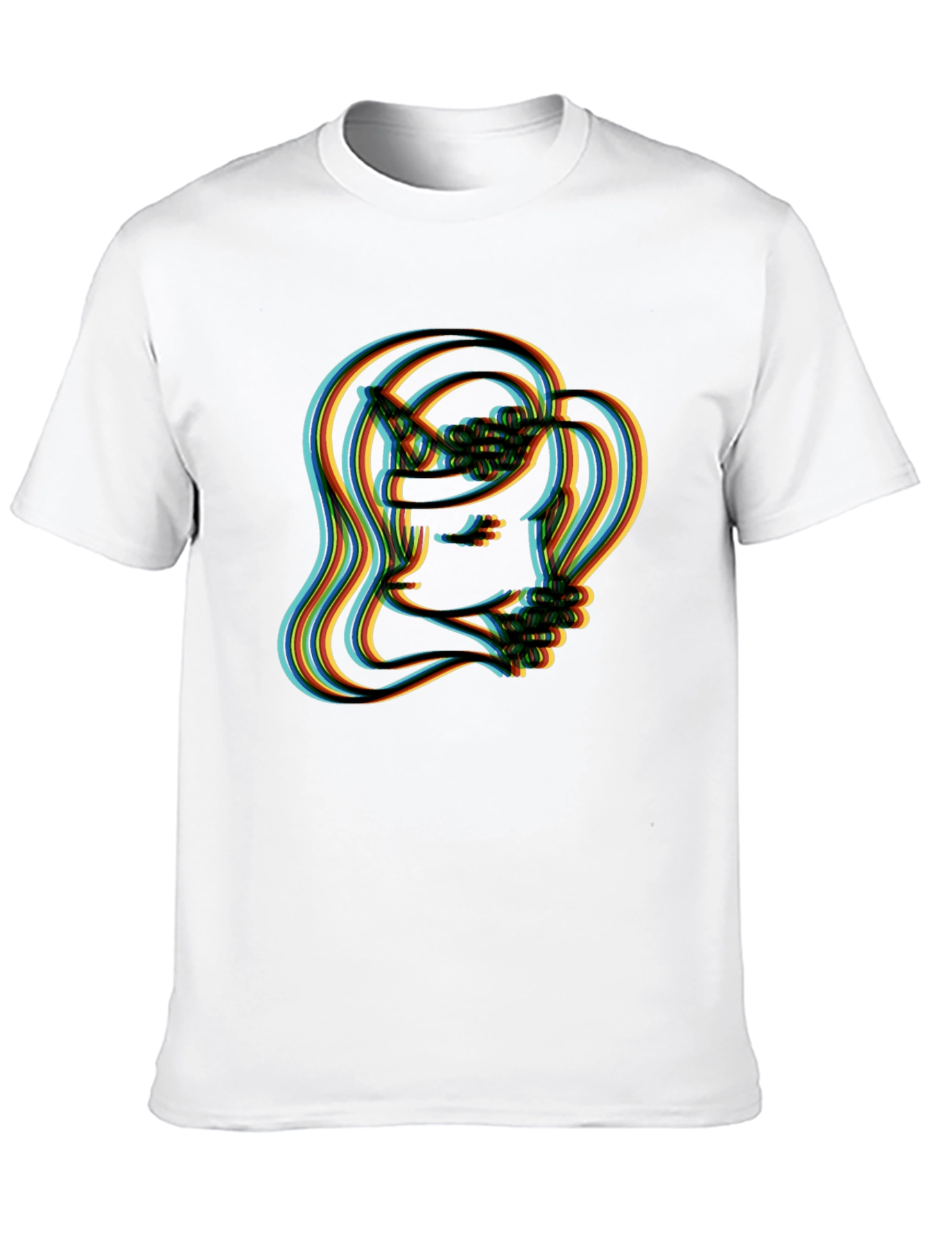 Retro Illusion Graphic T-Shirt - Stylish Crew Neck Top