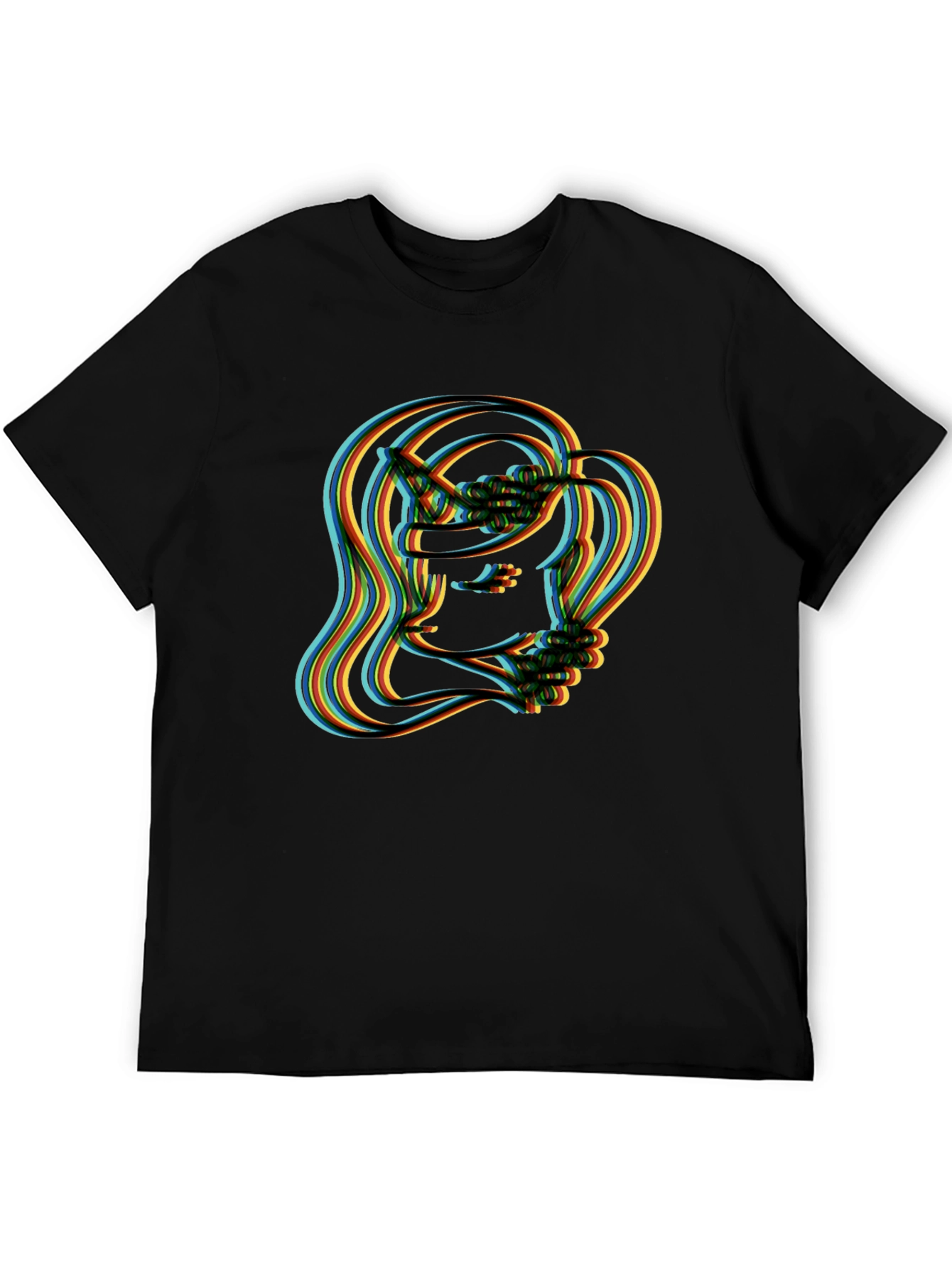 Retro Illusion Graphic T-Shirt - Stylish Crew Neck Top
