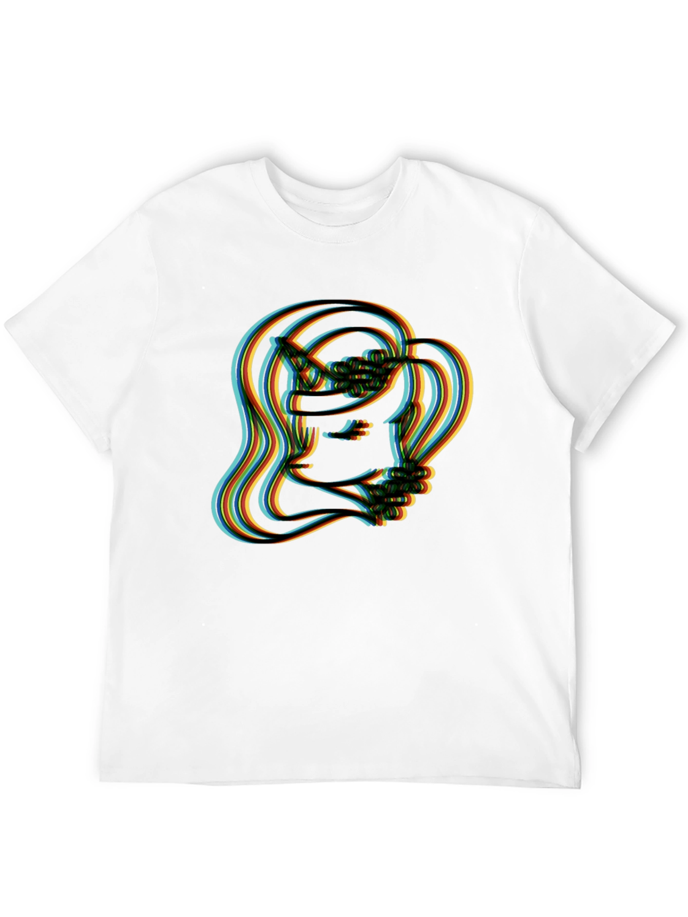 Retro Illusion Graphic T-Shirt - Stylish Crew Neck Top