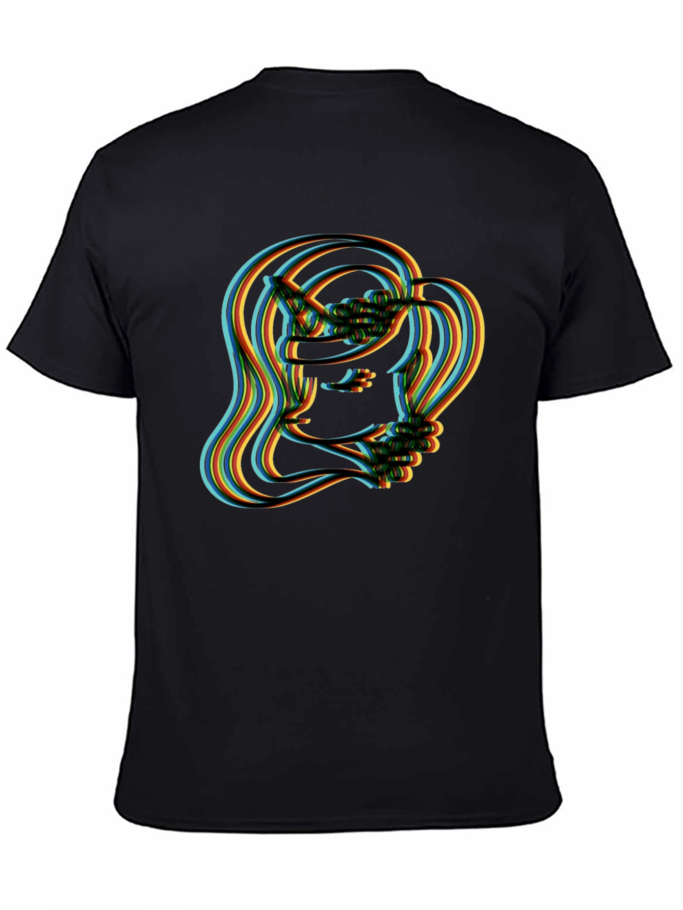 Retro Illusion Graphic T-Shirt - Stylish Crew Neck Top