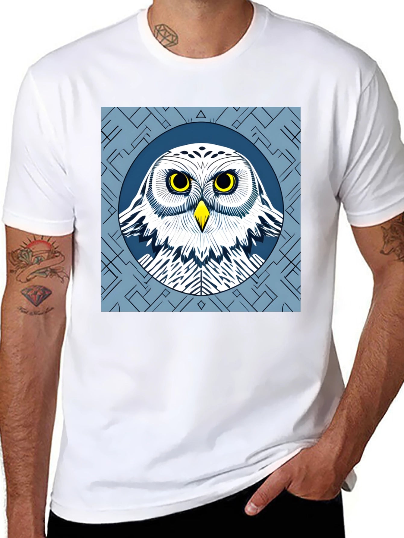 Owl Graphic Tee - Stylish Mens Black T-Shirt