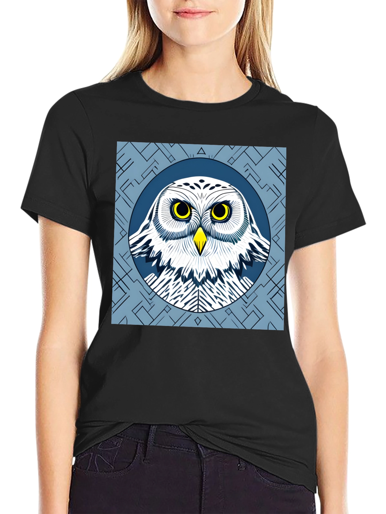 Owl Graphic Tee - Stylish Mens Black T-Shirt