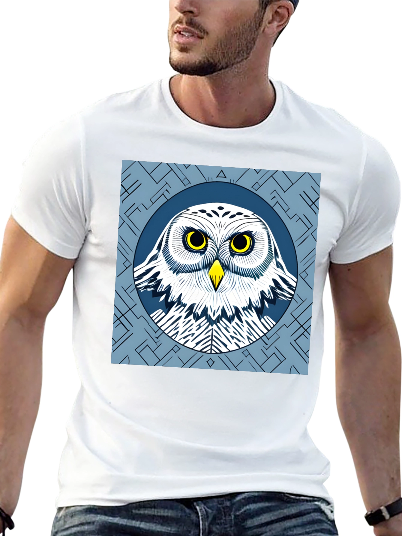 Owl Graphic Tee - Stylish Mens Black T-Shirt