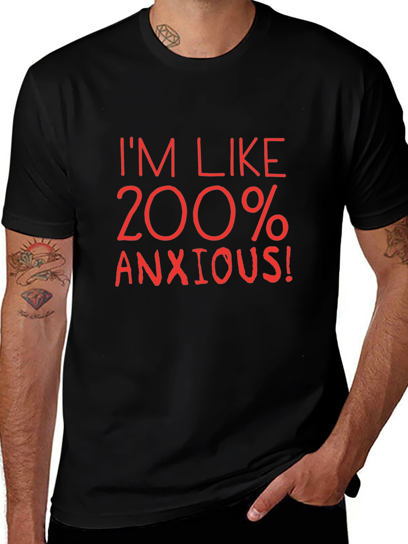 200% Anxious Graphic Tee - Funny Stress Relief T-Shirt