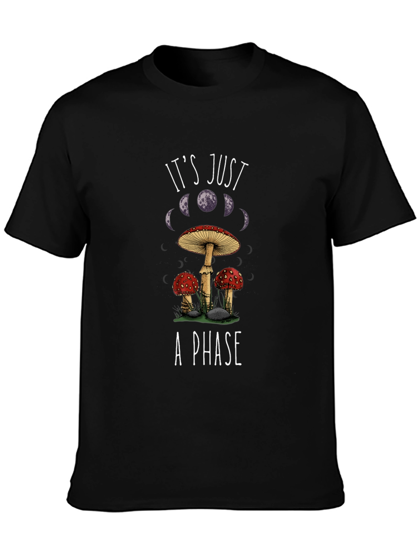 Mushroom Moon Phase Graphic T-Shirt