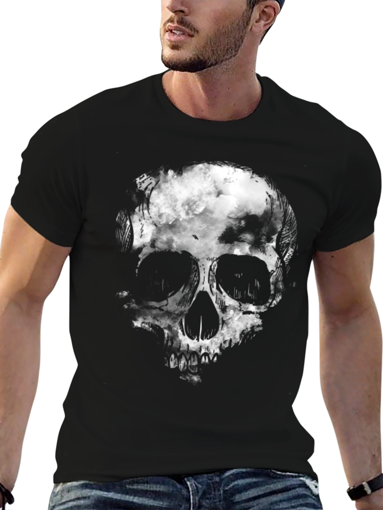 Skull Cloud Graphic Tee - Mens Black T-Shirt