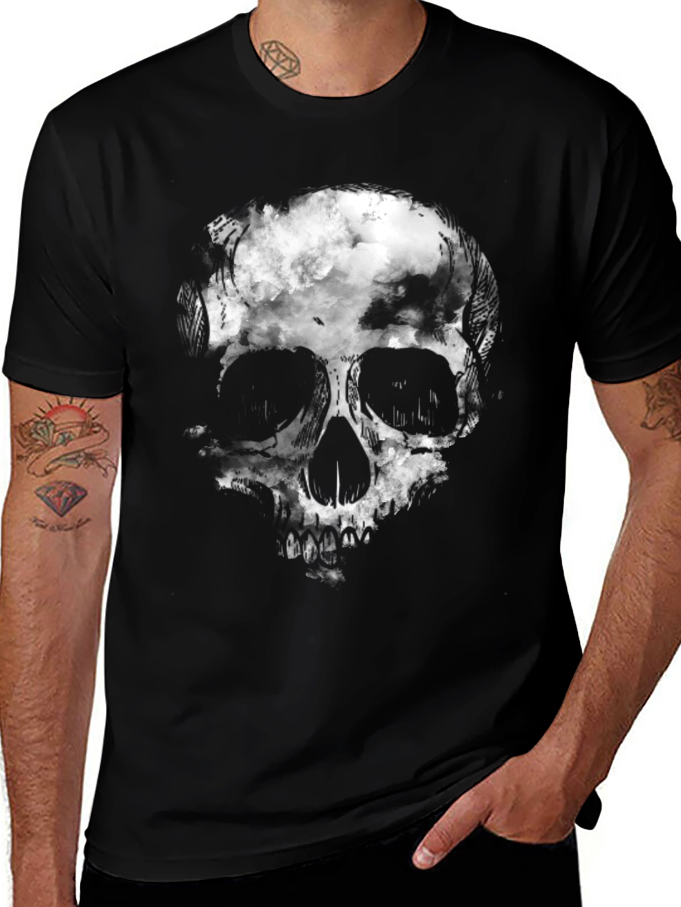 Skull Cloud Graphic Tee - Mens Black T-Shirt