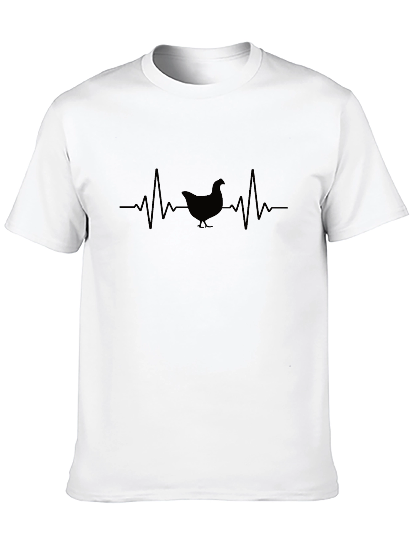 Chicken Heartbeat T-Shirt - Black Crew Neck