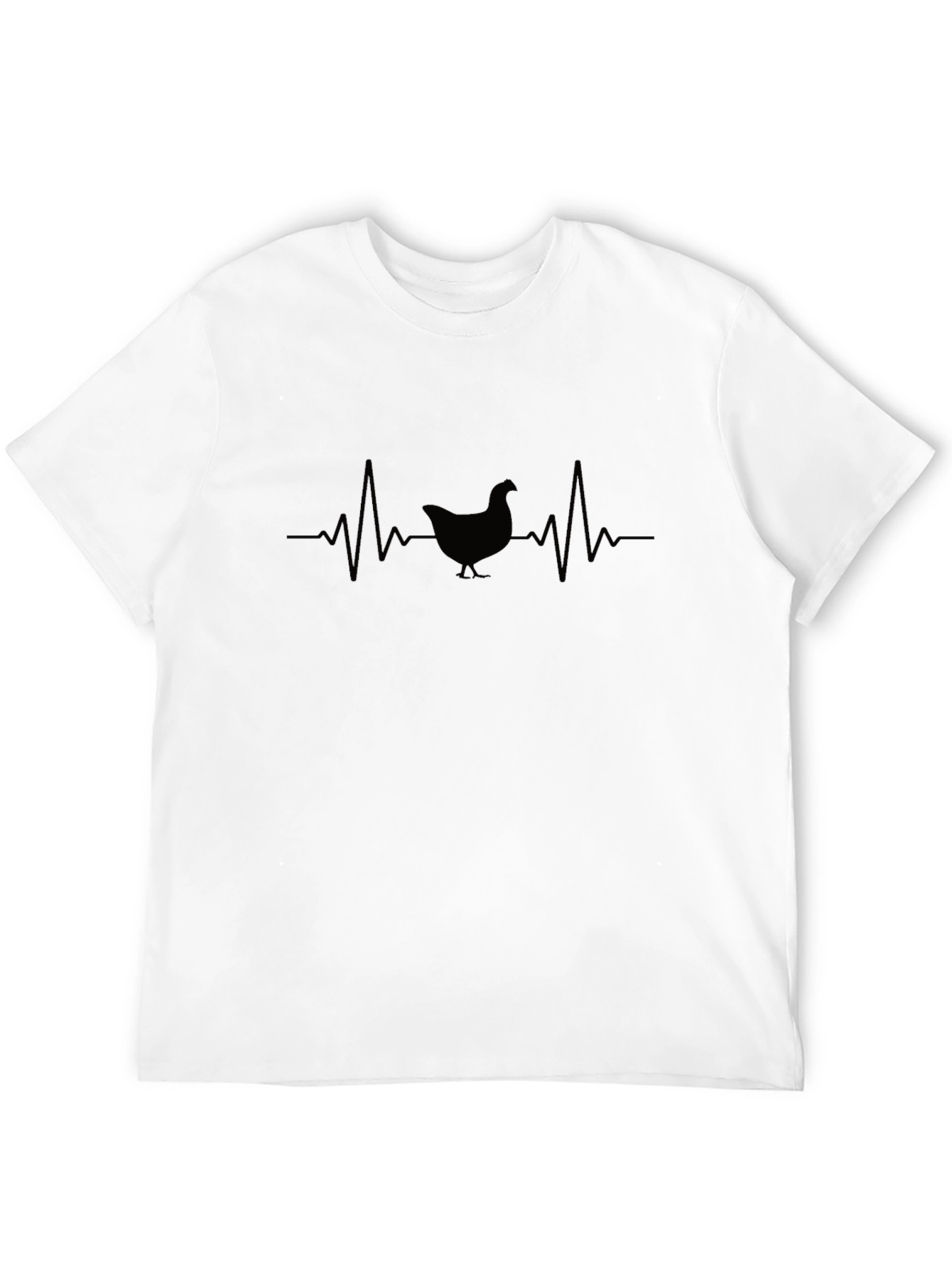 Chicken Heartbeat T-Shirt - Black Crew Neck