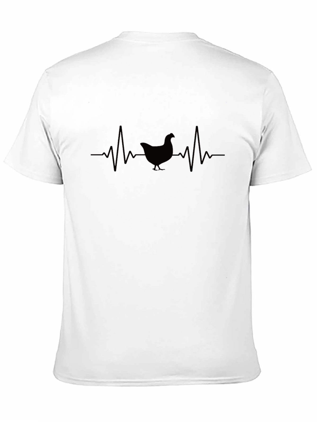 Chicken Heartbeat T-Shirt - Black Crew Neck