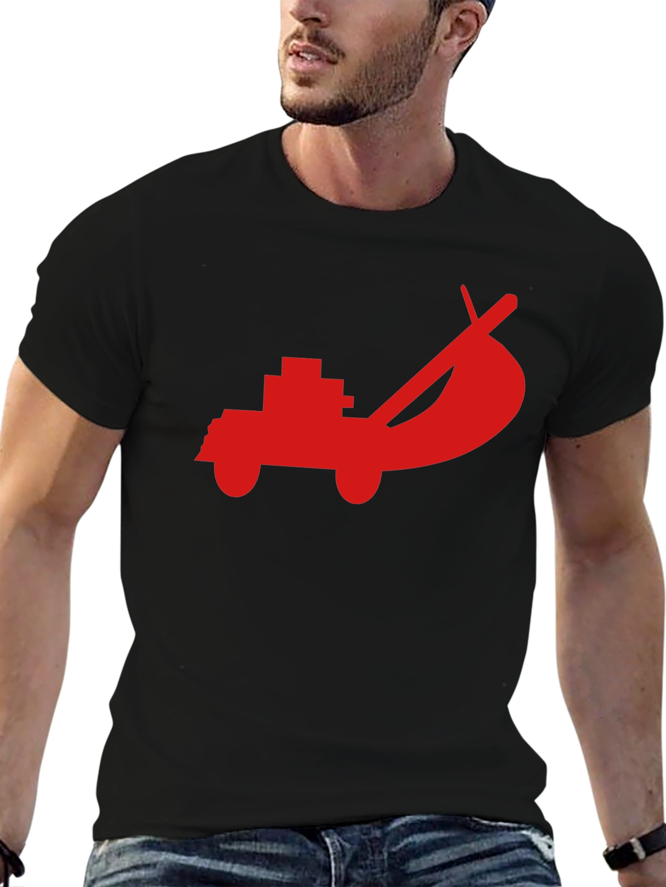 Cool Red Truck Graphic Black Tee