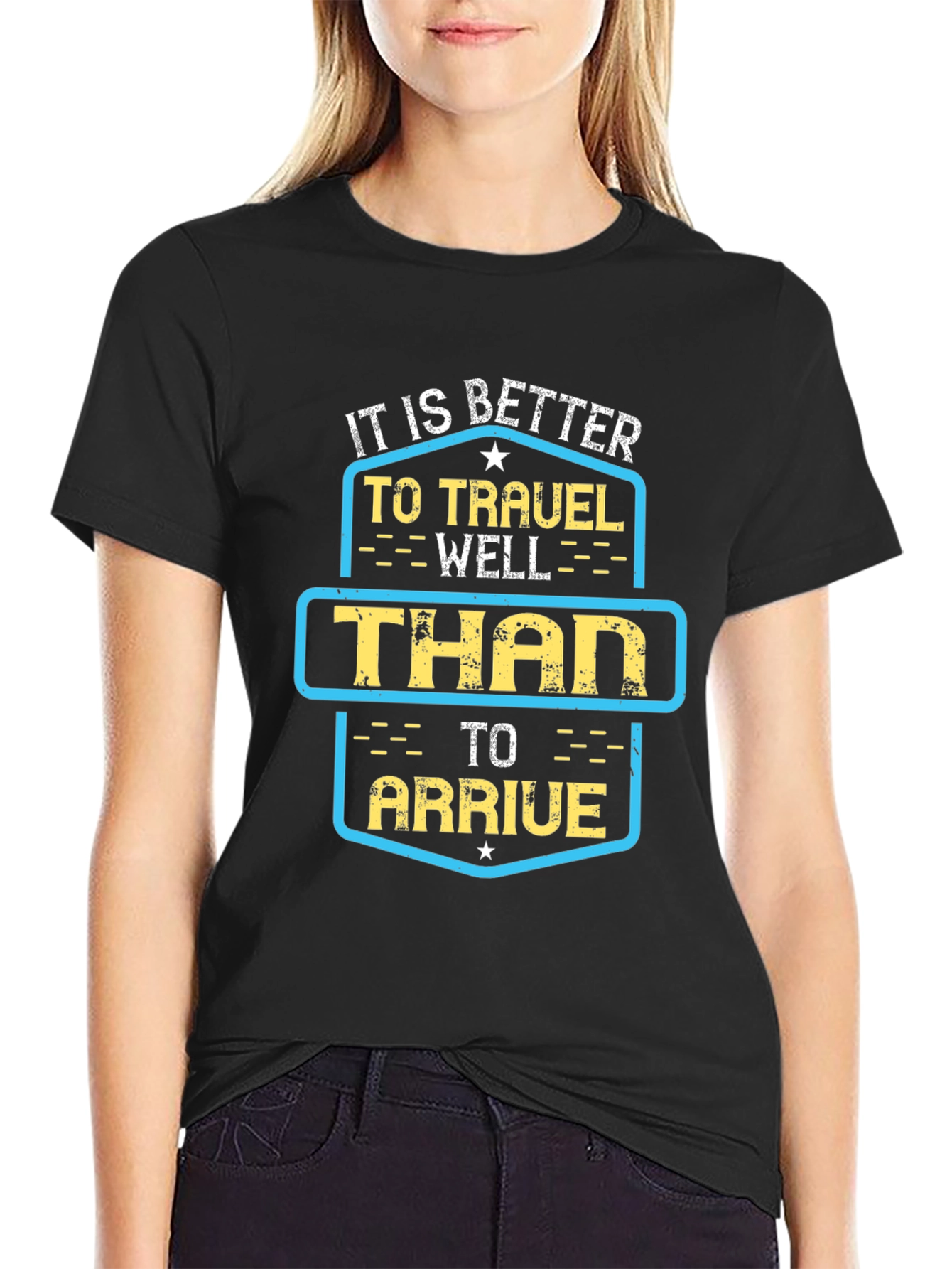 Travel Well Graphic Tee - Black Cotton T-Shirt
