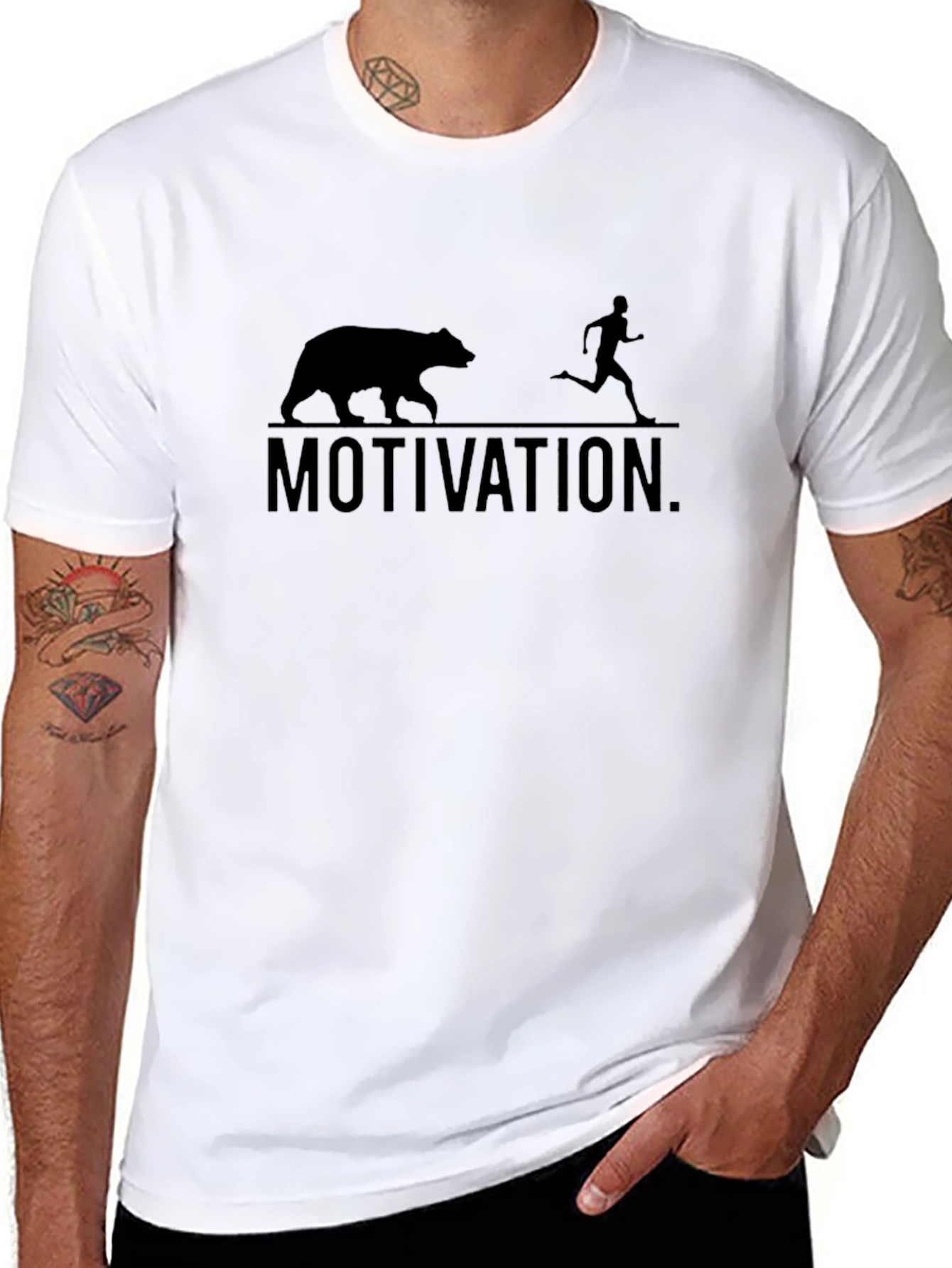 Motivation Bear Chase Graphic Tee - Black