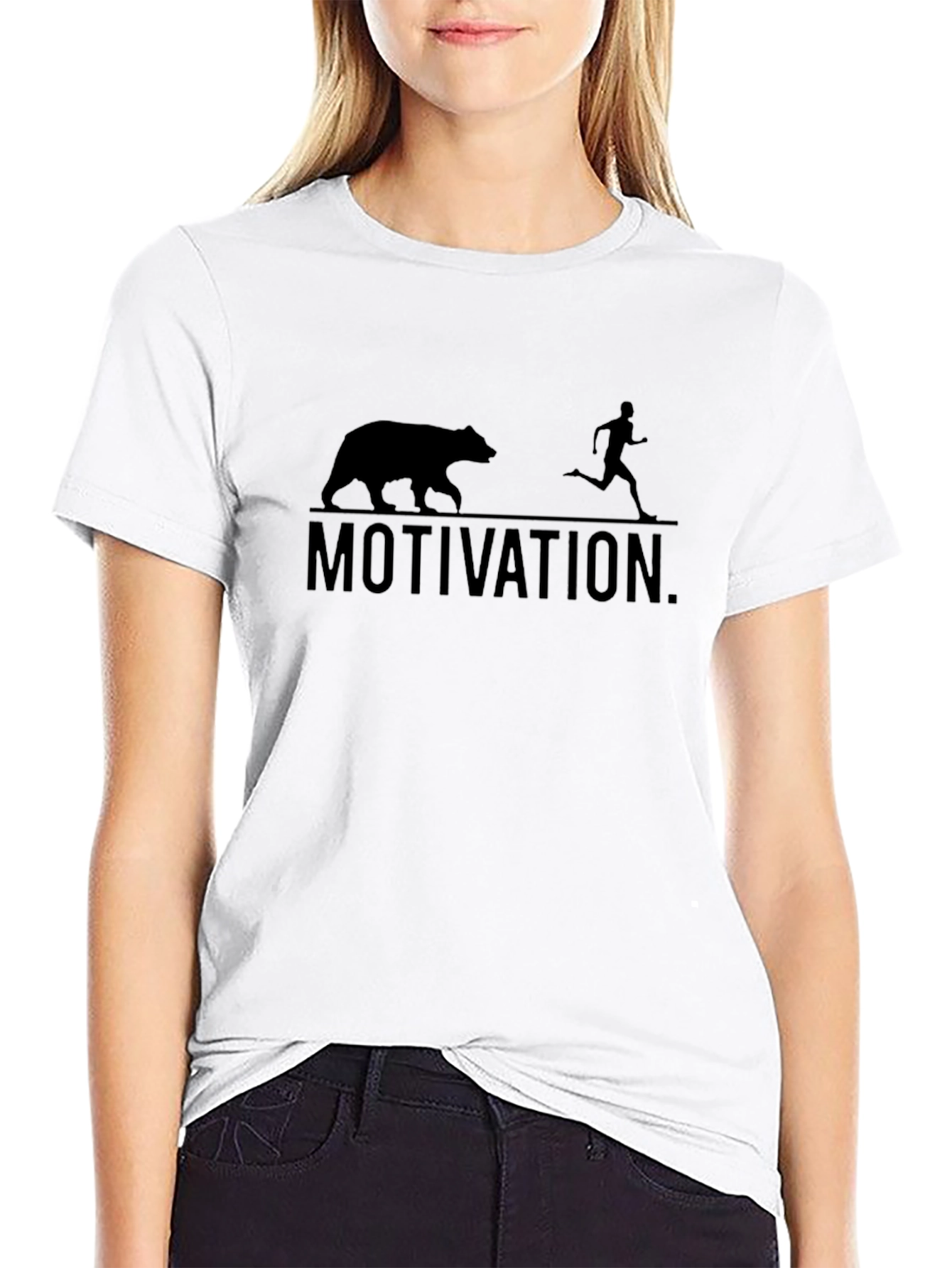 Motivation Bear Chase Graphic Tee - Black