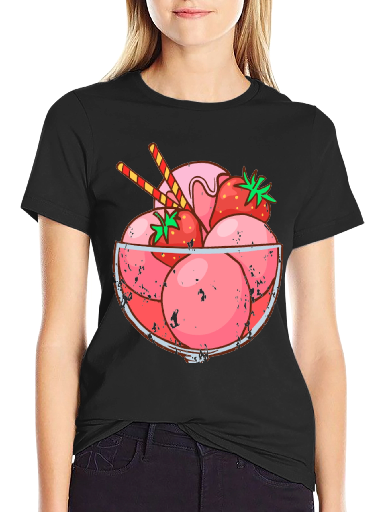 Strawberry Ice Cream Bowl Graphic Tee