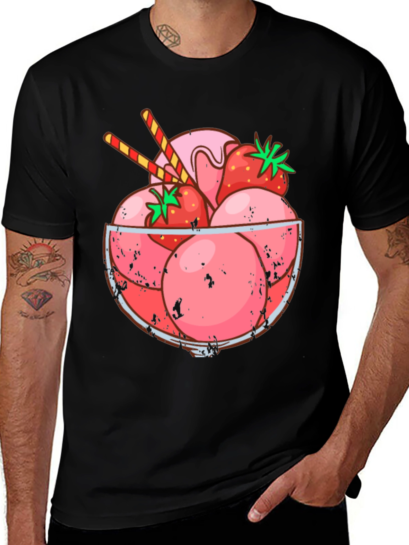 Strawberry Ice Cream Bowl Graphic Tee