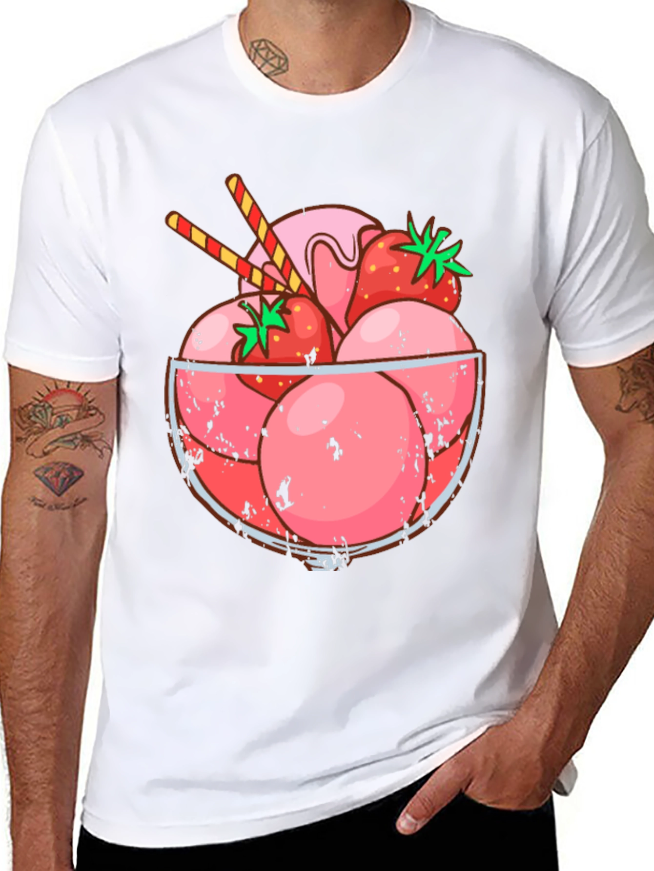 Strawberry Ice Cream Bowl Graphic Tee