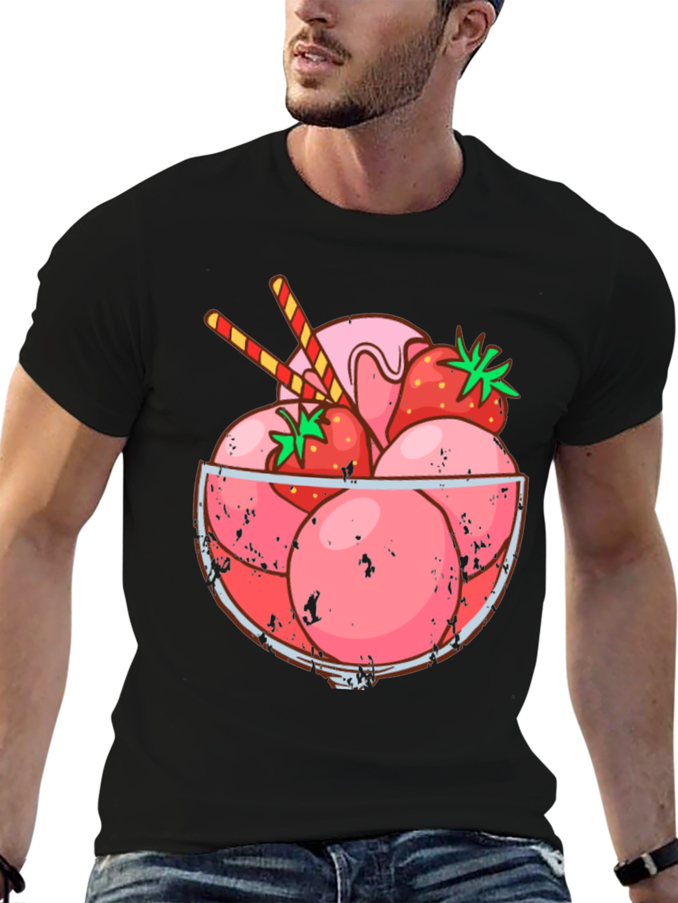 Strawberry Ice Cream Bowl Graphic Tee