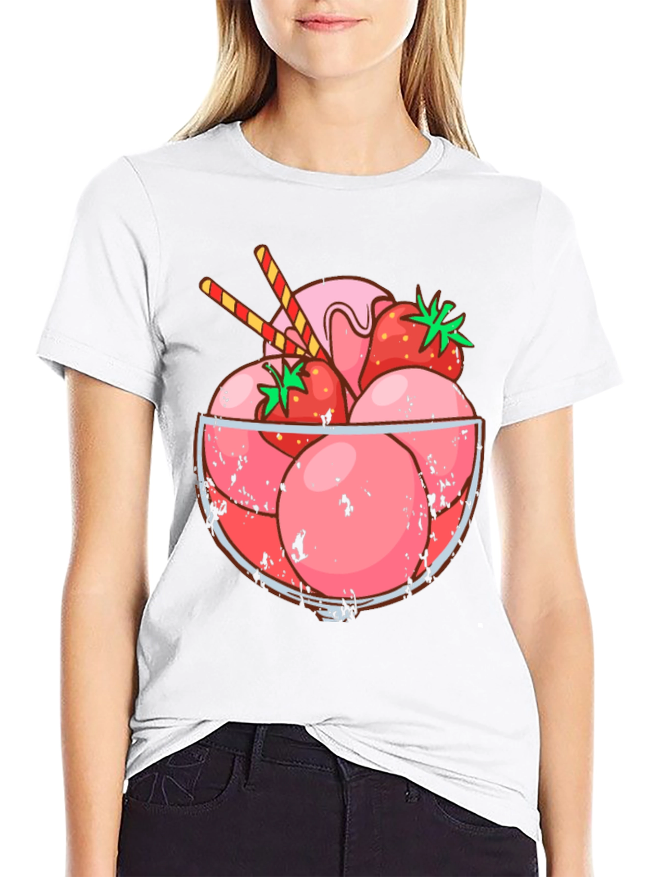 Strawberry Ice Cream Bowl Graphic Tee
