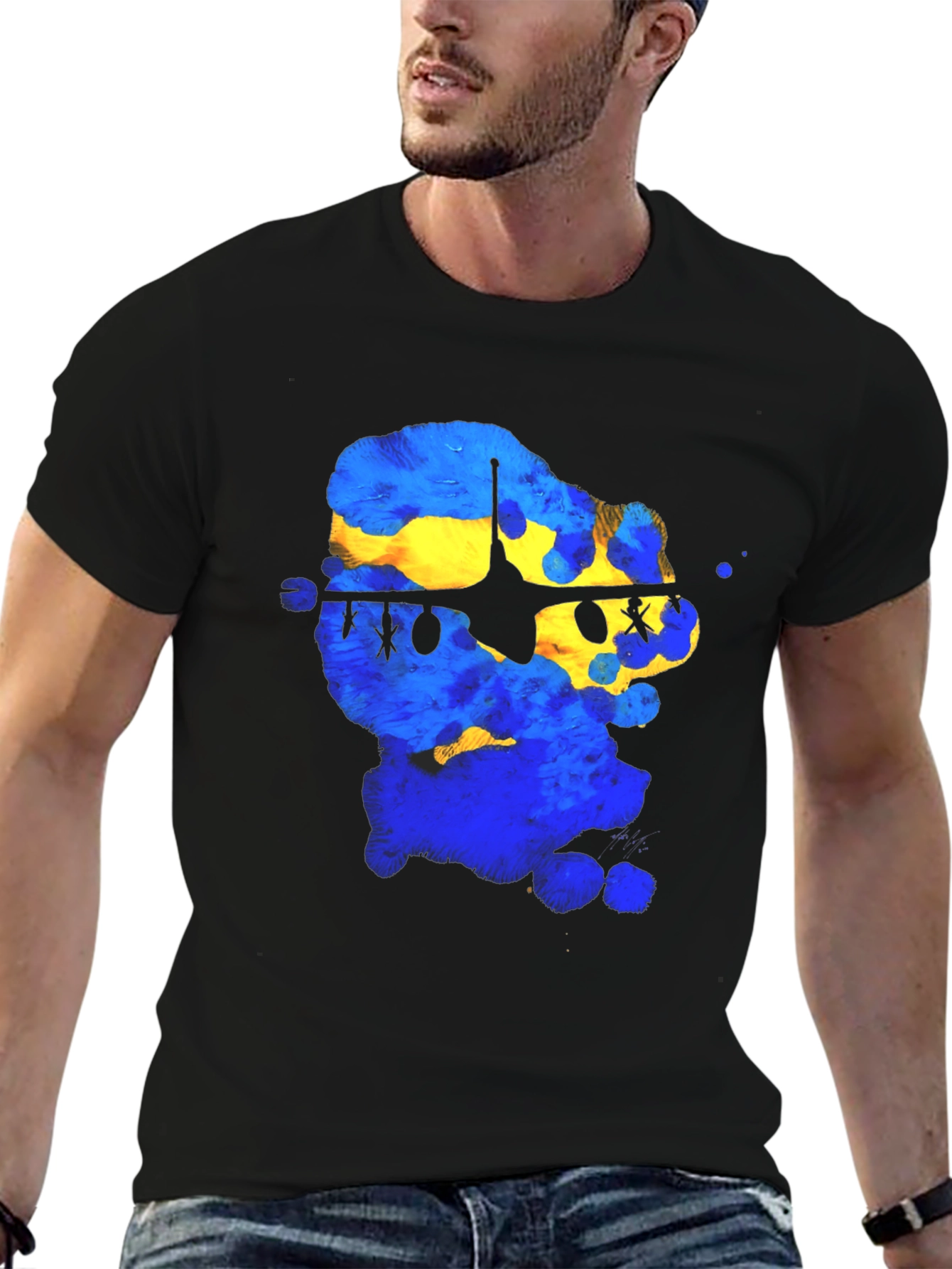 Ukraine Fighter Jet Graphic Tee - Black