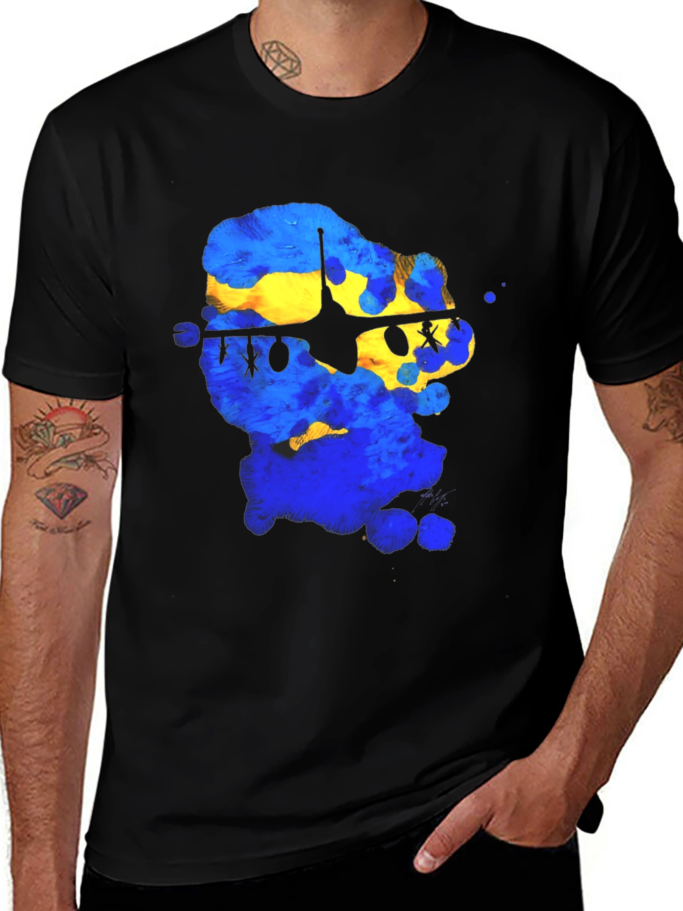 Ukraine Fighter Jet Graphic Tee - Black