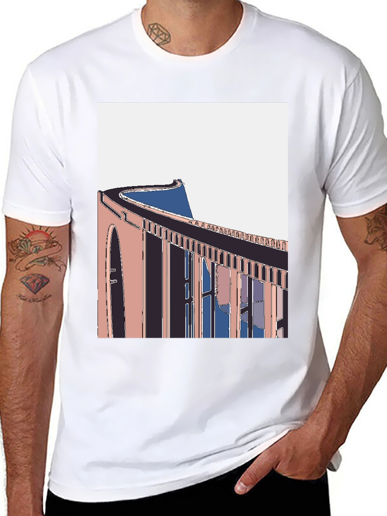 Abstract Architecture Graphic Tee - Modern Style