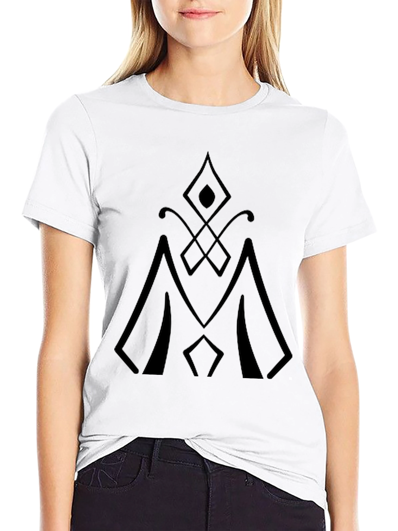 Mens Black T-Shirt with Geometric Design