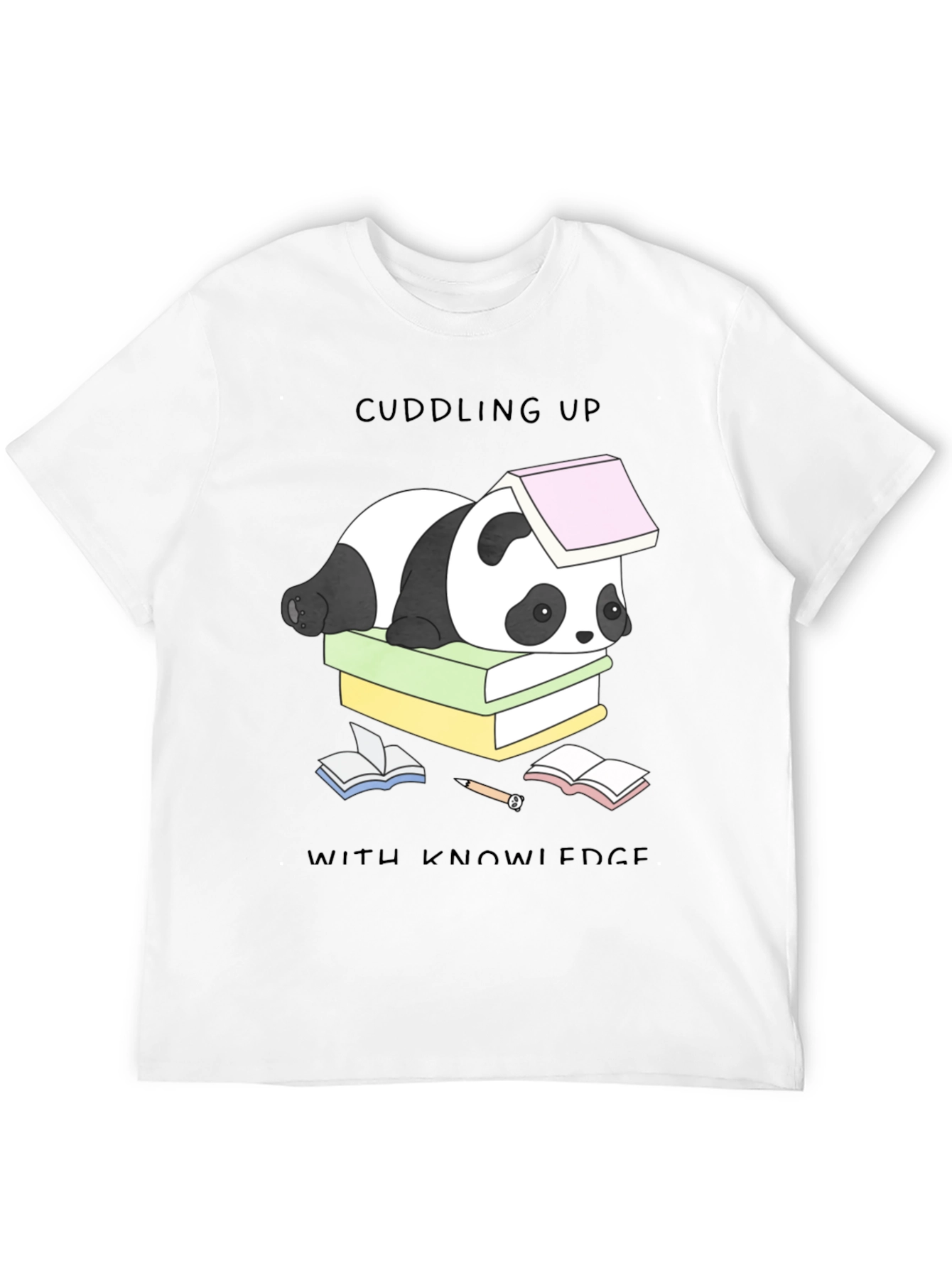 Cuddling Up With Knowledge Panda T-Shirt