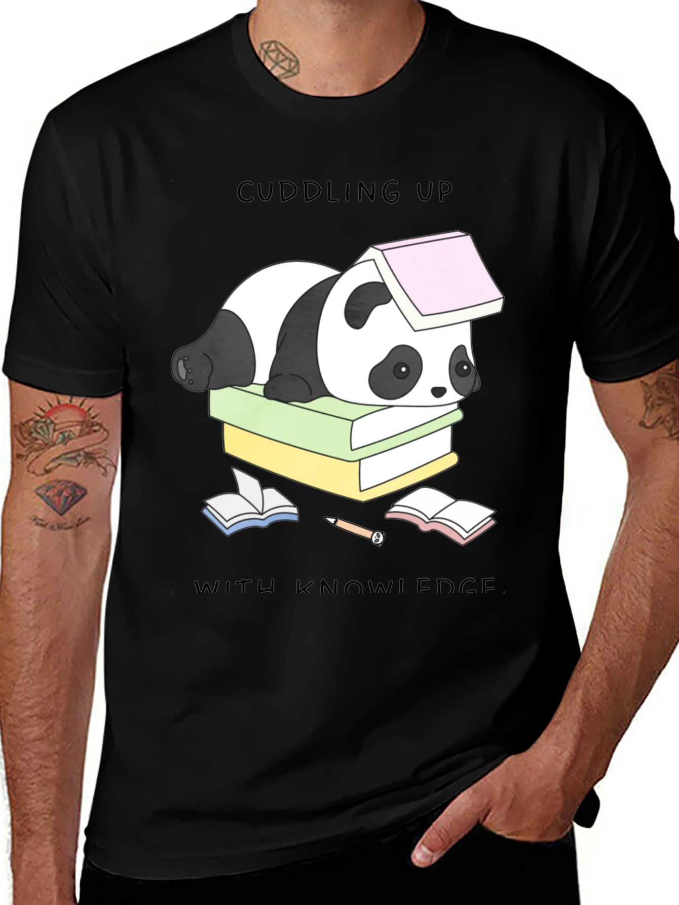 Cuddling Up With Knowledge Panda T-Shirt