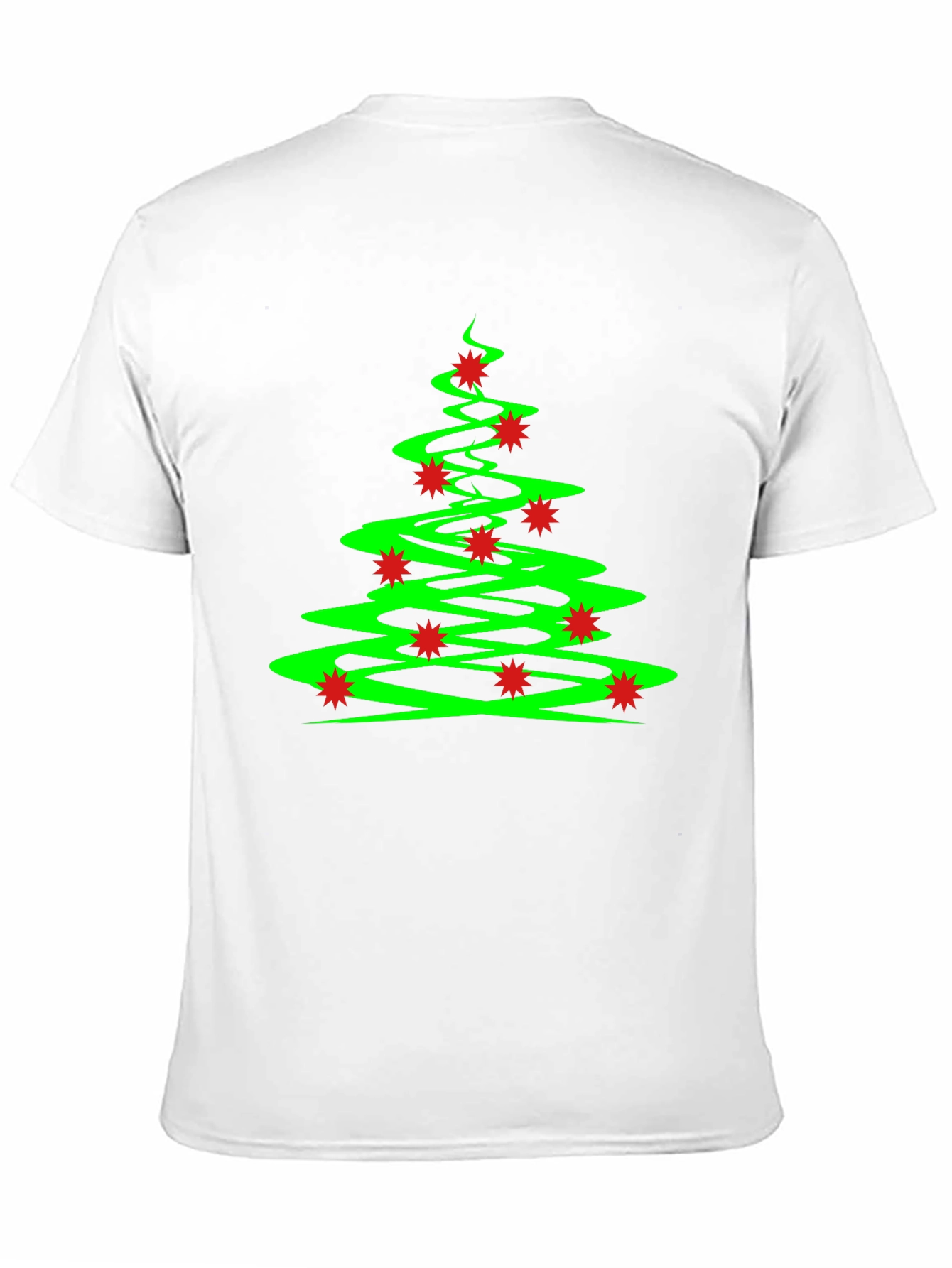 Festive Christmas Tree Graphic Tee - Black Cotton