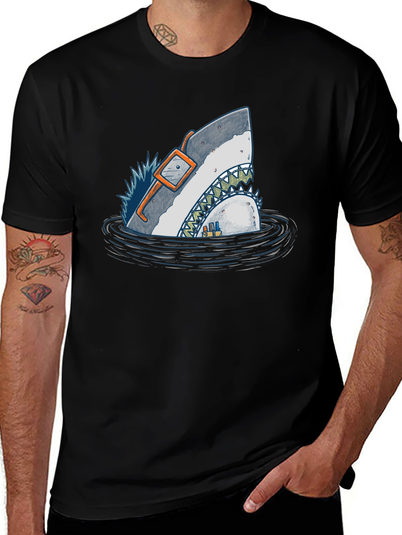 Shark in Water Graphic T-Shirt - Unique Design