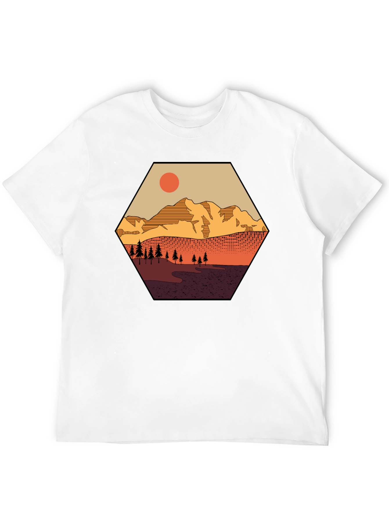 Mountain Graphic Tee - Hexagon Landscape Print